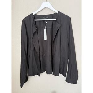 NWT - Eileen Fisher Open Front Shirt Jacket Size XL Black Tencel Sandwashed $278